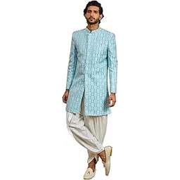 Men's Viscose Sherwani Set - Imported Jacquard Fabric Designer Indowestern And Dhoti For Men-image-24