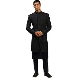 Men's Viscose Sherwani Set | Imported Fabric Designer Indowestern, Kurta And Pant style Pyjama Set-image-44