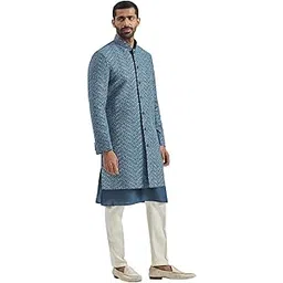 Men's Viscose Sherwani Set, Sequins Embroidered Indo Western, Kurta And Pyjama Set For Men, for Weddings & Festivals, Traditional Ethnic Wear Outfit-image-20