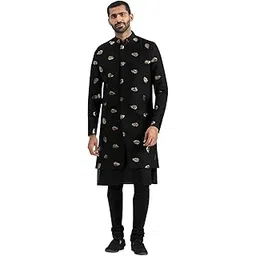 Men's Viscose Sherwani Set - Sequins Embroidered Indo Western With Kurta And Pyjama Set for Men.-image-25