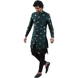Men's Viscose Sherwani Set - Sequins Embroidered Indo Western With Kurta And Pyjama Set for Men.-image-23