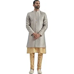 Men's Viscose Sherwani Set - Silk Blend Jacquard Indo Western, Kurta And Pant style Pyjama for Men-image-21