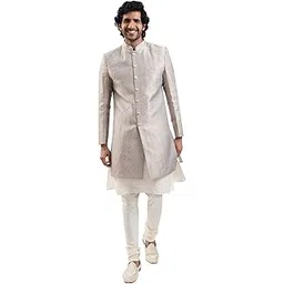 Men's Viscose Sherwani Set - Silk Blend Jacquard Indo Western, Kurta And Pant style Pyjama for Men-image-22