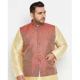 vastramay plus Jaquard Nehru Jacket with Welt Pockets-picture-26