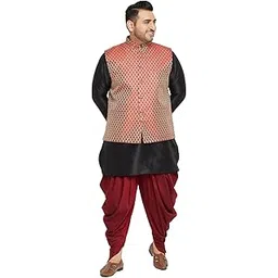 vastramay plus Men's Silk Blend Jacket Kurta Dhoti Set-picture-39