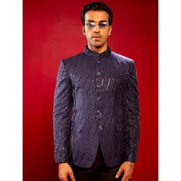 SHRESTHA BY VASTRAMAY Embellished Slim Fit Bandhagala Blazer-picture-20