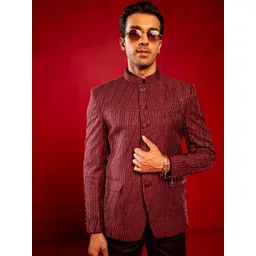 SHRESTHA BY VASTRAMAY Embellished Slim Fit Bandhagala Blazer-picture-31