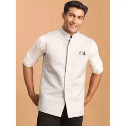 SHRESTHA BY VASTRAMAY Leaf Motif Woven Nehru Jacket-picture-29