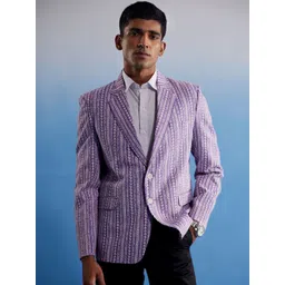 SHVAAS by VASTRAMAY Printed Single Breasted Pure Cotton Slim-Fit Blazer-picture-40