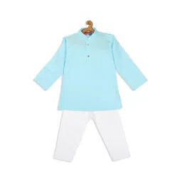 VASTRAMAY SISHU Aqua Blue & White Cotton Regular Fit Kurta Set-picture-47