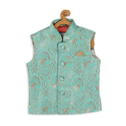 VASTRAMAY SISHU Aqua Blue Floral Print Nehru Jacket-picture-45