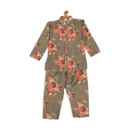 VASTRAMAY SISHU Beige & Pink Cotton Floral Print Kurta Set-picture-47