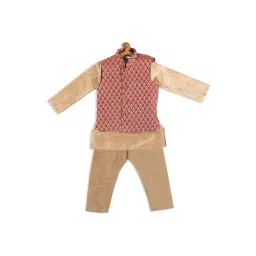 VASTRAMAY SISHU Golden & Maroon Straight Fit Kurta Set-picture-31