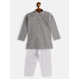 VASTRAMAY SISHU Grey & White Cotton Self Kurta Set-picture-27