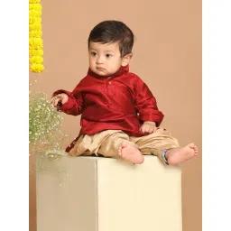 VASTRAMAY SISHU Maroon & Rose Gold Relaxed Fit Kurta Set image 3