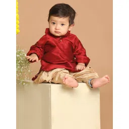 VASTRAMAY SISHU Maroon & Rose Gold Relaxed Fit Kurta Set image 4