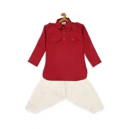 VASTRAMAY SISHU Maroon & White Cotton Relaxed Fit Kurta Set-picture-39