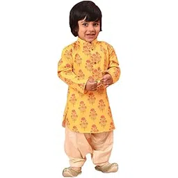 vastramay sishu Vastramay Infant Boys' Multicolor-Base-Mustard And Cream Kurta Patiala Set-picture-12