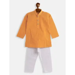 VASTRAMAY SISHU Yellow & White Cotton Self Kurta Set-picture-46