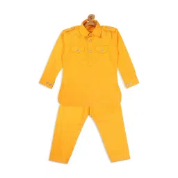 VASTRAMAY SISHU Yellow Cotton Relaxed Fit Kurta Set-picture-26