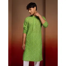 VASTRAMAY Bandhani Printed Mandarin Collar Straight Kurta-picture-20