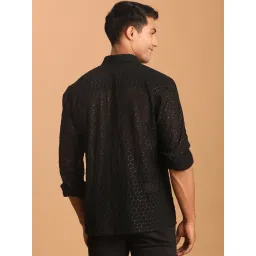VASTRAMAY Black Regular Fit Embellished Shirt image 2