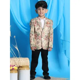 VASTRAMAY Boys Beige Printed Single Breasted Blazer-picture-12