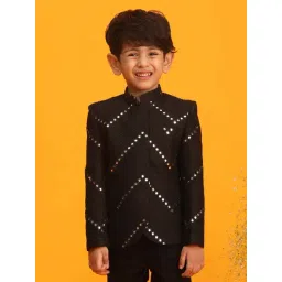 VASTRAMAY Boys Black Embroidery Full Sleeves Jodhpuri-picture-29