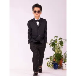 VASTRAMAY Boys Black Solid Full Sleeves Suit Sets-picture-22