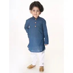 VASTRAMAY Boys Blue Cotton Self Kurta-picture-15