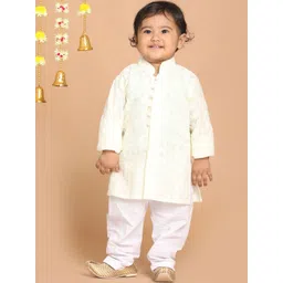 VASTRAMAY Boys Chikankari Embroidered Pure Cotton Kurta with Pyjamas-picture-42