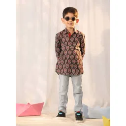 VASTRAMAY Boys Coffee Cotton Printed Full Sleeves Shirts-picture-25