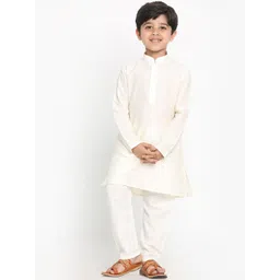 VASTRAMAY Boys Cream Kurta with Pyjama Set-picture-51