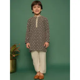 VASTRAMAY Boys Embroidered Regular Thread Work Kurta with Pyjamas-picture-35