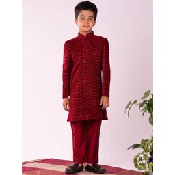 VASTRAMAY Boys Embroidered Sherwani Set-picture-36