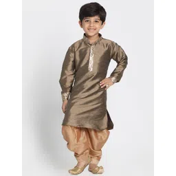 VASTRAMAY Boys Ethnic Motifs Printed Mandarin Collar Kurta With Dhoti Pants-picture-25
