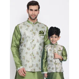 VASTRAMAY Boys Floral Printed Nehru Jacket-picture-23