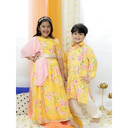 VASTRAMAY Boys Floral Printed Regular Kurta With Pyjamas-picture-55