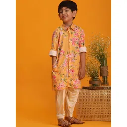 VASTRAMAY Boys Floral Printed Straight Kurta with Pyjamas-picture-24
