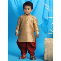 VASTRAMAY Boys Gold KurtaSets-picture-47