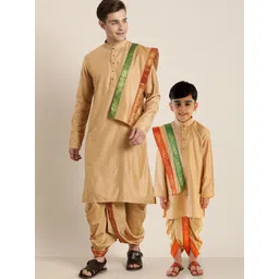 VASTRAMAY Boys Gold-Toned Kurta with Dhoti Pants & With Dupatta-picture-27