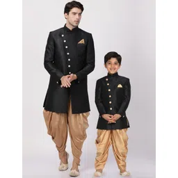 VASTRAMAY Boys Mandarin Collar Sherwani Set-picture-26