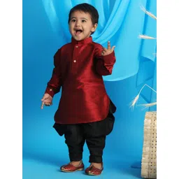 VASTRAMAY Boys Maroon Kurta with Dhoti Pants-picture-29