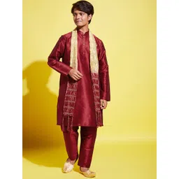 VASTRAMAY Boys Maroon Kurta with Pyjamas & With Dupatta-picture-28