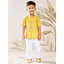 Vastramay Boys Mustard Cotton Regular Fit Kurta Set-picture-29