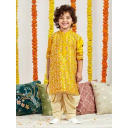 VASTRAMAY Boys Mustard Kurta And Patiala Set-picture-25