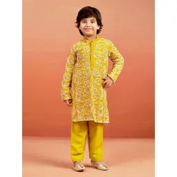 VASTRAMAY Boys Mustard Kurta And Pyjama Set-picture-35