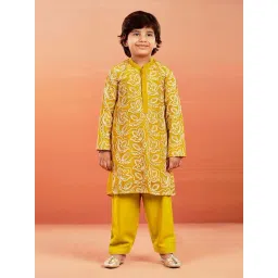 VASTRAMAY Boys Mustard Kurta And Pyjama Set-picture-19