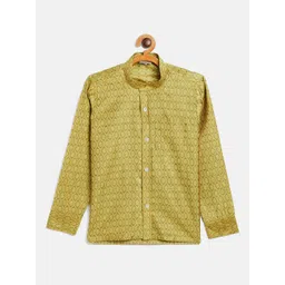 VASTRAMAY Boys Mustard Opaque Printed Casual Shirt-picture-34