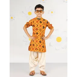 Vastramay Boys Mustard Regular Fit Printed Kurta Set-picture-32